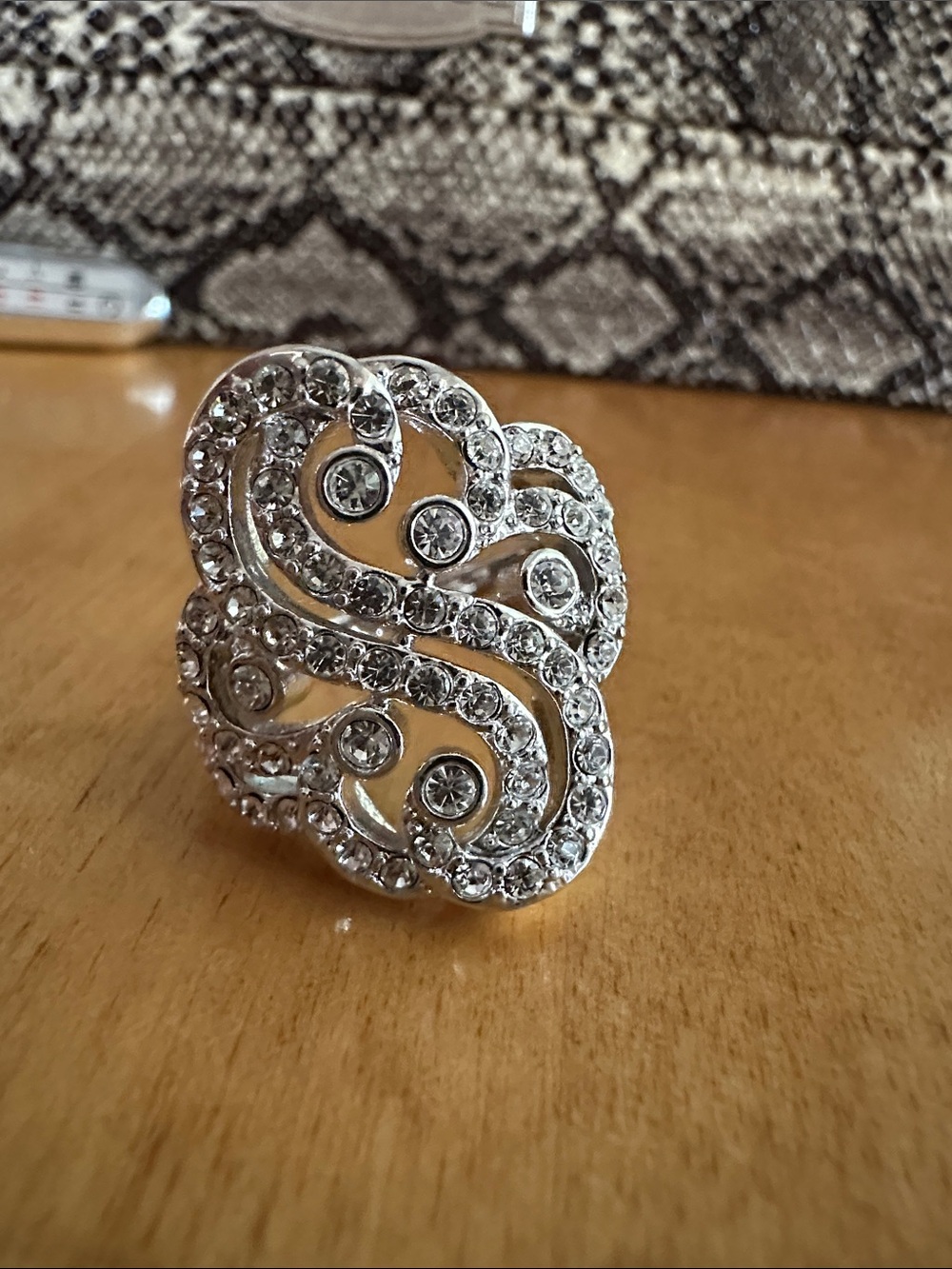 Parklane Silver-Tone Crystal Filigree Spiral Statement Ring Size 8
